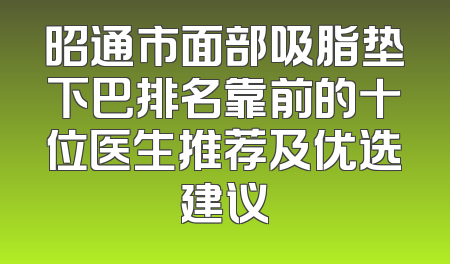 昭通市面部吸脂垫下巴排名靠前的十位医生推荐及优选建议
