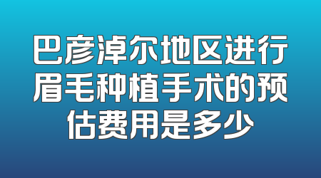 巴彦淖尔地区进行眉毛种植手术的预估费用是多少
