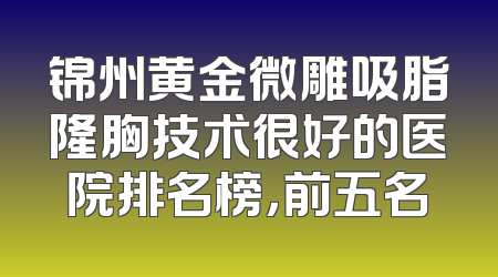 锦州黄金微雕吸脂隆胸技术很好的医院排名榜，前五名