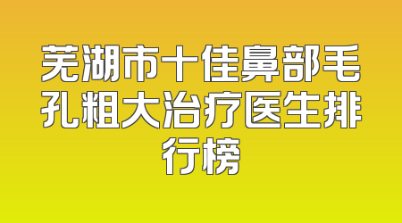芜湖市十佳鼻部毛孔粗大治疗医生排行榜