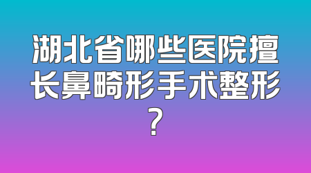 湖北省哪些医院擅长鼻畸形手术整形？