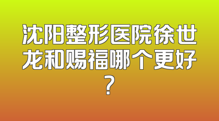 沈阳整形医院徐世龙和赐福哪个更好？