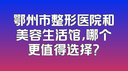 鄂州市整形医院和美容生活馆，哪个更值得选择？