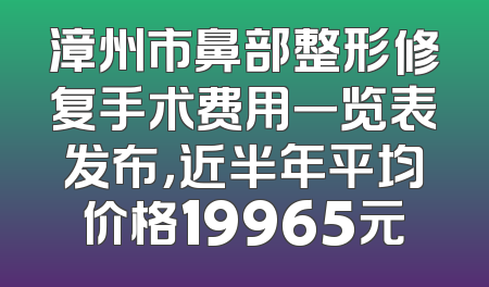 漳州市鼻部整形修复手术费用一览表发布，近半年平均价格19965元