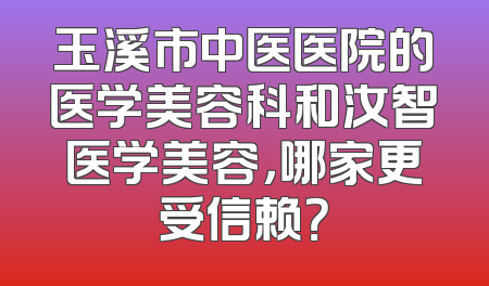 玉溪市中医医院的医学美容科和汝智医学美容，哪家更受信赖？