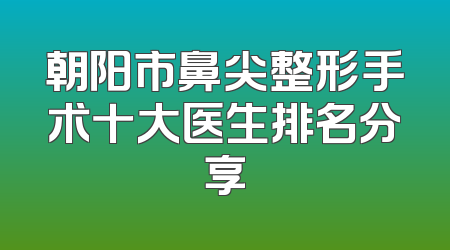 朝阳市鼻尖整形手术十大医生排名分享