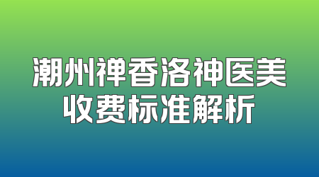 潮州禅香洛神医美收费标准解析
