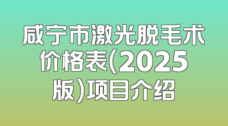 咸宁市激光脱毛术价格表（2025版）项目介绍