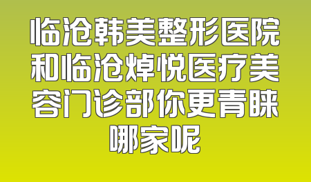 临沧韩美整形医院和临沧焯悦医疗美容门诊部你更青睐哪家呢