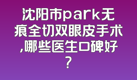 沈阳市park无痕全切双眼皮手术，哪些医生口碑好？