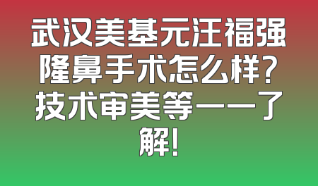 武汉美基元汪福强隆鼻手术怎么样？技术审美等一一了解！