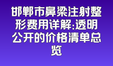 邯郸市鼻梁注射整形费用详解：透明公开的价格清单总览