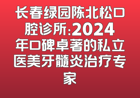 长春绿园陈北松口腔诊所：2024年口碑卓著的私立医美牙髓炎治疗专家
