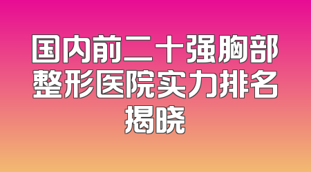 国内前二十强胸部整形医院实力排名揭晓