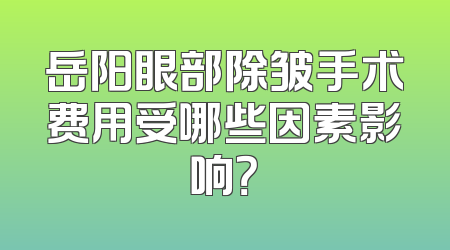 岳阳眼部除皱手术费用受哪些因素影响？