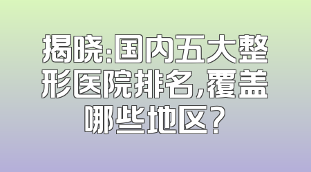 揭晓：国内五大整形医院排名，覆盖哪些地区？