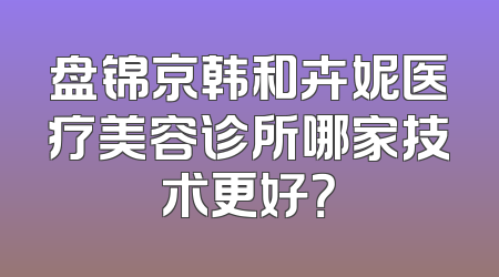 盘锦京韩和卉妮医疗美容诊所哪家技术更好？