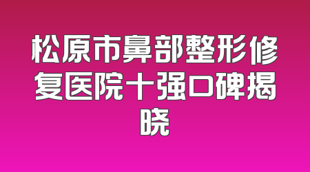 松原市鼻部整形修复医院十强口碑揭晓