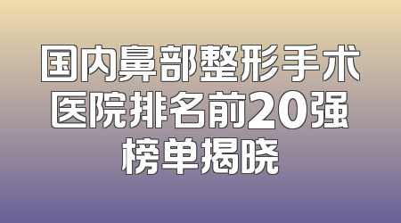 国内鼻部整形手术医院排名前20强榜单揭晓