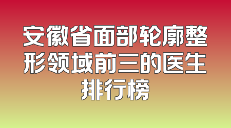 安徽省面部轮廓整形领域前三的医生排行榜