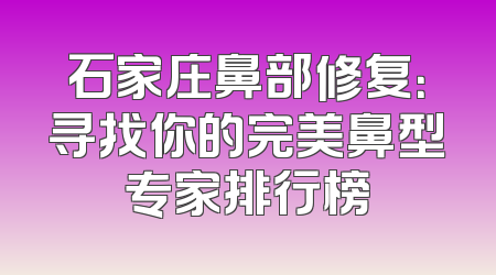 石家庄鼻部修复：寻找你的完美鼻型专家排行榜