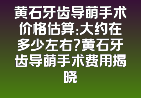 黄石牙齿导萌手术价格估算：大约在多少左右？黄石牙齿导萌手术费用揭晓