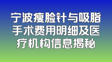 宁波瘦脸针与吸脂手术费用明细及医疗机构信息揭秘