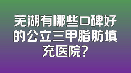 芜湖有哪些口碑好的公立三甲脂肪填充医院？
