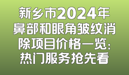 新乡市2024年鼻部和眼角皱纹消除项目价格一览：热门服务抢先看