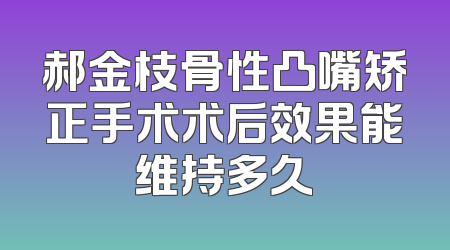 郝金枝骨性凸嘴矫正手术术后效果能维持多久