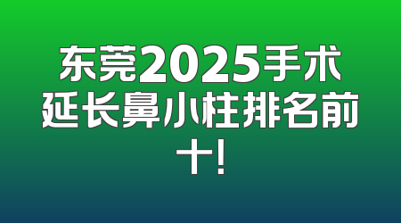 东莞2025手术延长鼻小柱排名前十！