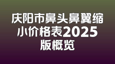庆阳市鼻头鼻翼缩小价格表2025版概览