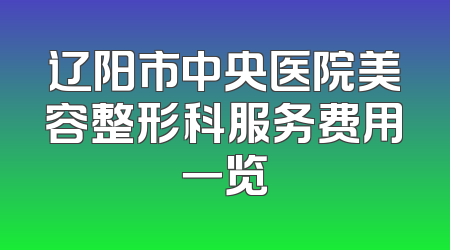 辽阳市中央医院美容整形科服务费用一览
