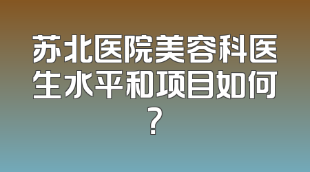 苏北医院美容科医生水平和项目如何？