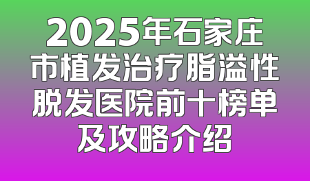 2025年石家庄市植发治疗脂溢性脱发医院前十榜单及攻略介绍