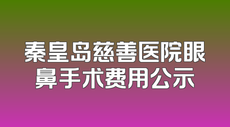 秦皇岛慈善医院眼鼻手术费用公示