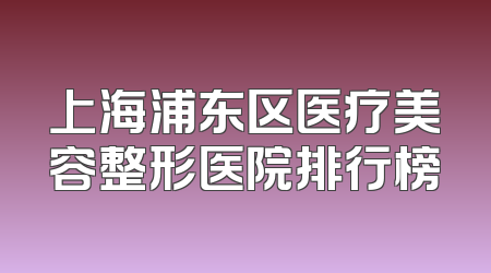 上海浦东区医疗美容整形医院排行榜