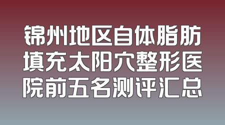锦州地区自体脂肪填充太阳穴整形医院前五名测评汇总