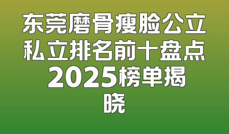 东莞磨骨瘦脸公立私立排名前十盘点 2025榜单揭晓