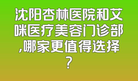 沈阳杏林医院和艾咪医疗美容门诊部，哪家更值得选择？