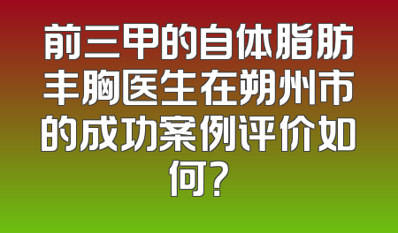 前三甲的自体脂肪丰胸医生在朔州市的成功案例评价如何？
