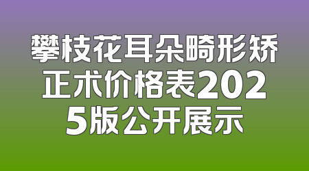 攀枝花耳朵畸形矫正术价格表2025版公开展示