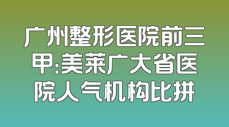 广州整形医院前三甲：美莱广大省医院人气机构比拼