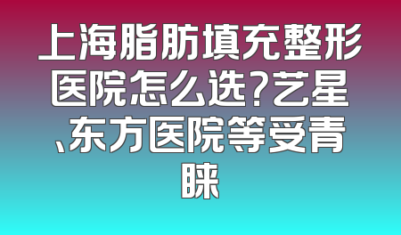 上海脂肪填充整形医院怎么选？艺星、东方医院等受青睐