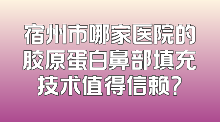宿州市哪家医院的胶原蛋白鼻部填充技术值得信赖？