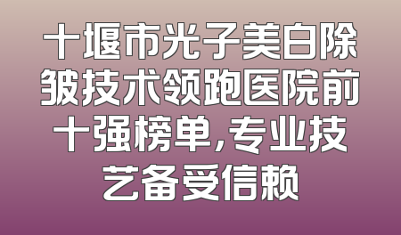 十堰市光子美白除皱技术领跑医院前十强榜单，专业技艺备受信赖