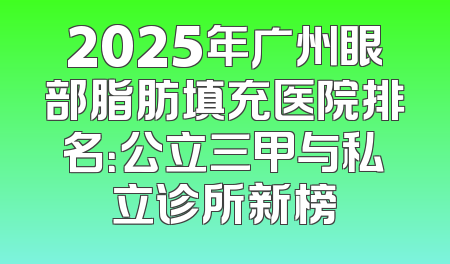 2025年广州眼部脂肪填充医院排名：公立三甲与私立诊所新榜