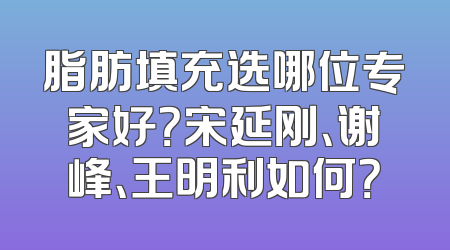 脂肪填充选哪位专家好？宋延刚、谢峰、王明利如何？