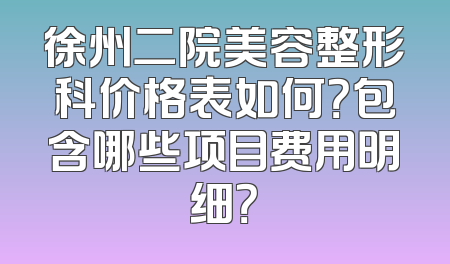 徐州二院美容整形科价格表如何？包含哪些项目费用明细？