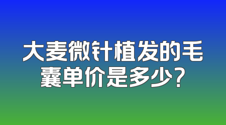 大麦微针植发的毛囊单价是多少？